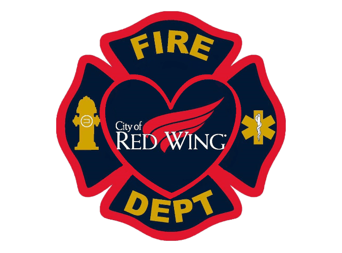 Red Wing Fire Department patch with heart at center for heart health awareness