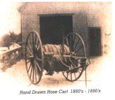 Hand-drawn hose cart from the 1800s
