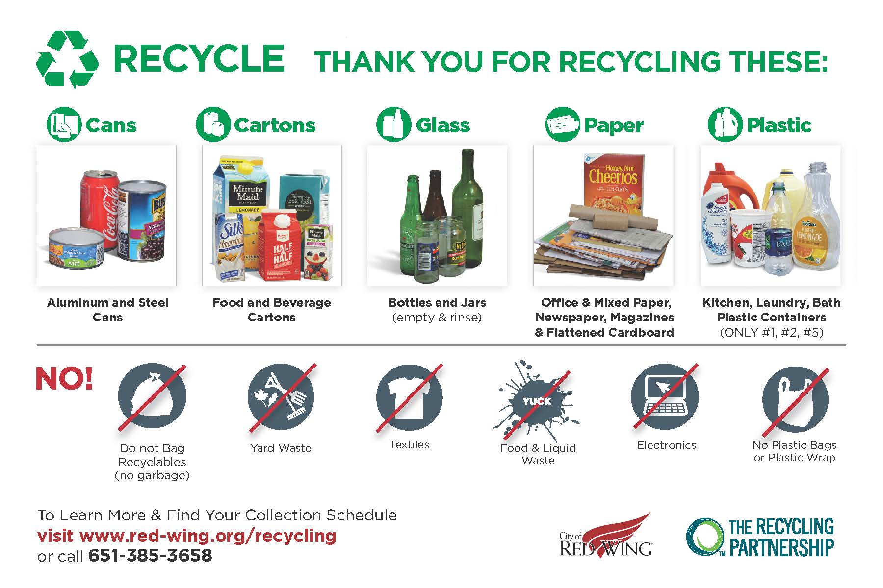 Image of single-sort recyclables and non-recyclable items