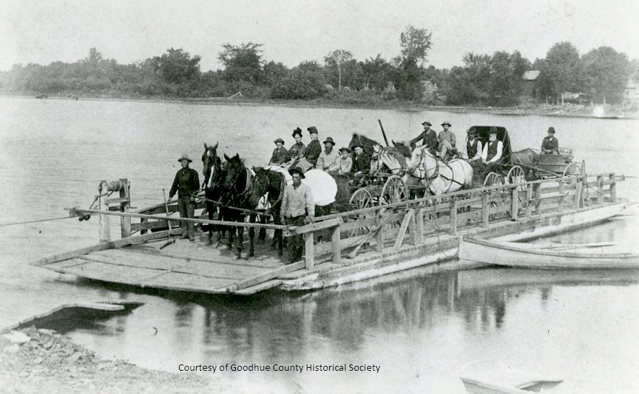 A Ferry That Operated Across the Mississippi River at Red Wing Before 1895 When the First High Bridg