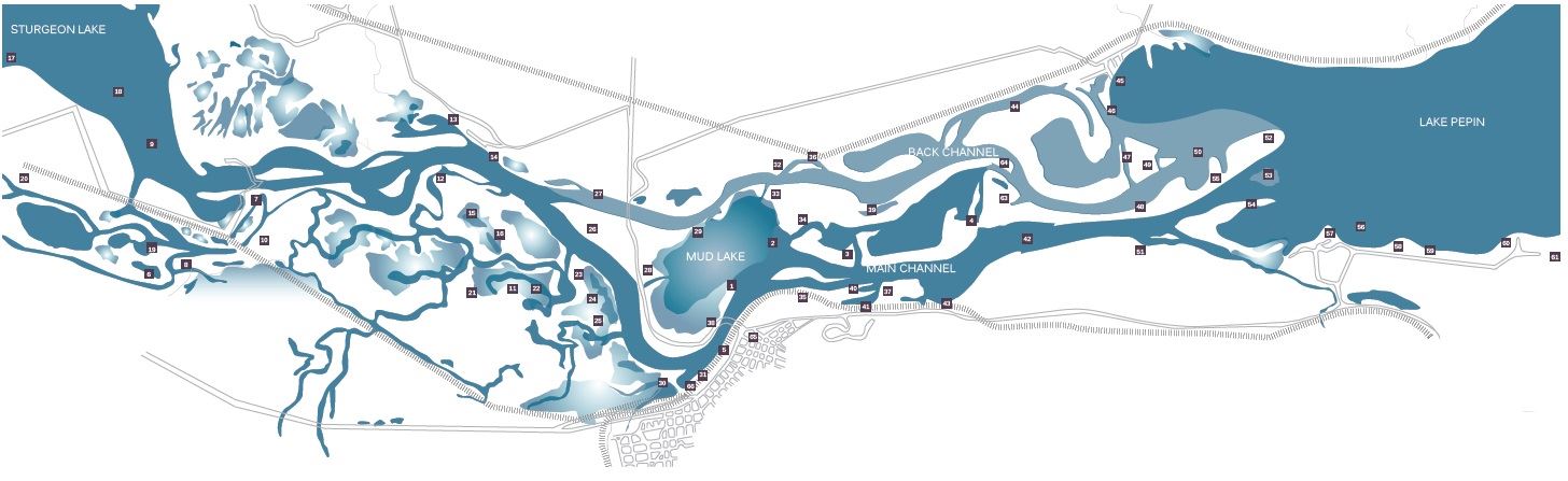 Map of Mississippi River and Lake Pepin