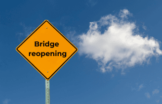 Bridge reopening sign