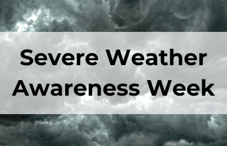 Severe Weather Awareness Week on background of storm clouds